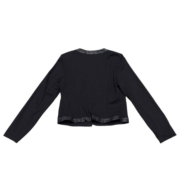 Cabi Black Button-Up Cardigan Jacket With Faux Leather Trim & Gold Buttons - Picture 5 of 8